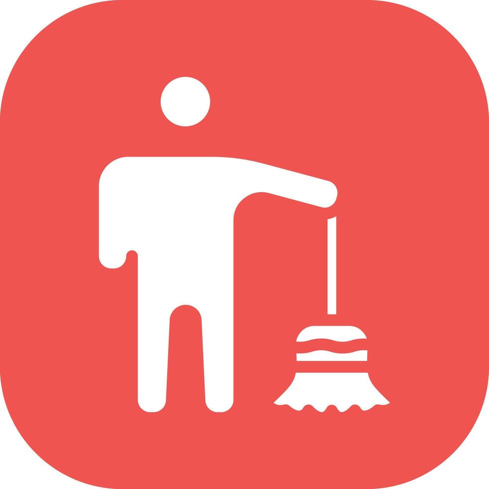 Man Sweeping Floor Vector Icon