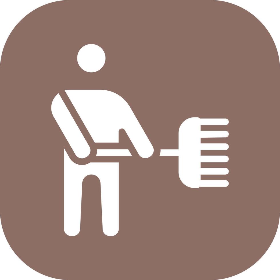 Man Holding Mop Vector Icon