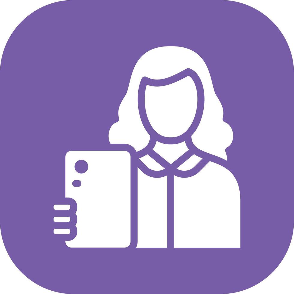 mujer tomando selfie vector icono