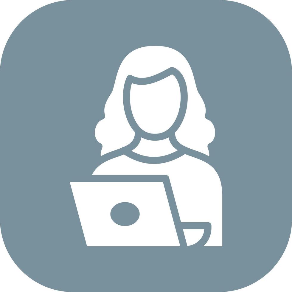 Woman Using Laptop Vector Icon