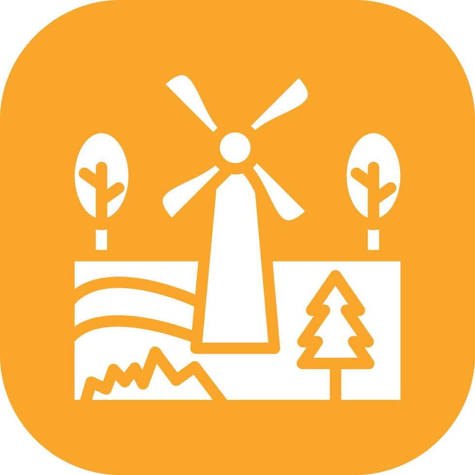 Windmill Landscape Vector Icon