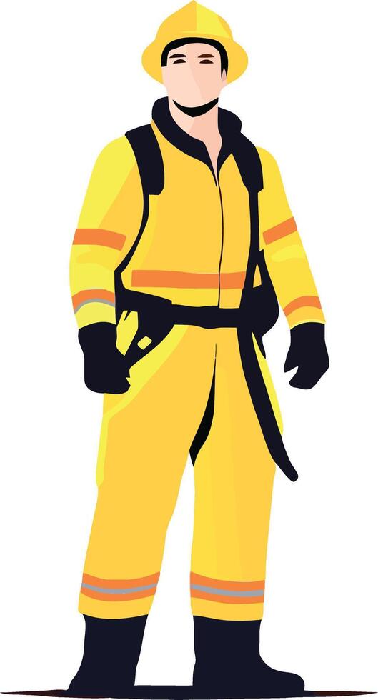 Firefighter on duty in uniform- vector