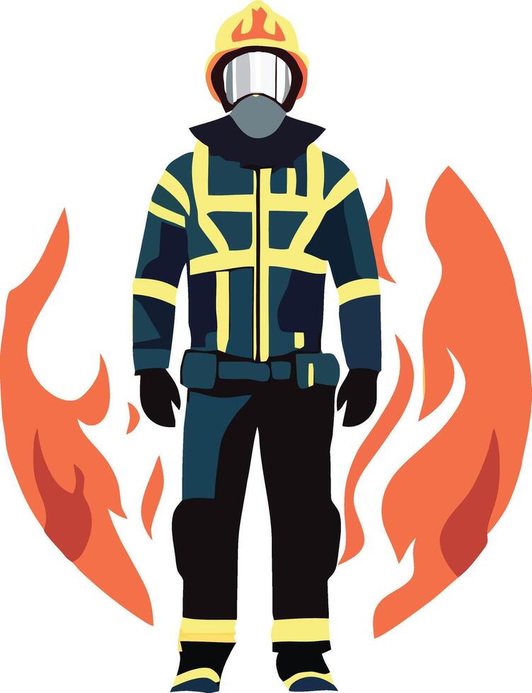 Firefighter on duty in uniform- vector