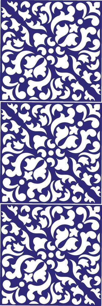 Vintage damask seamless ornamental watercolor blue floral paint tile design pattern. ceramic tile design style vector