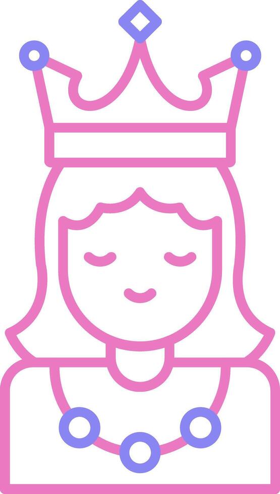 princesa lineal dos color icono vector