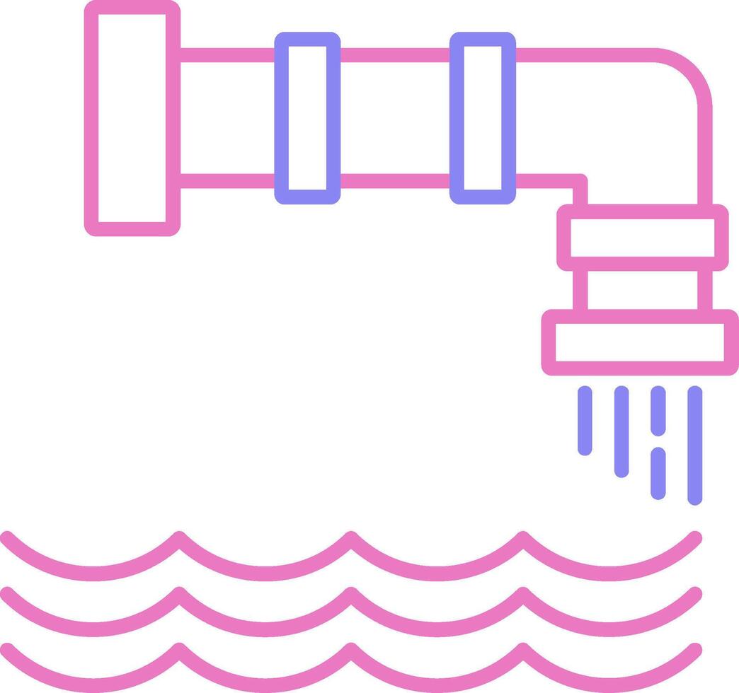 Water Pollution Linear Two Colour Icon vector