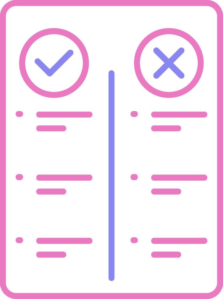 Pros And Cons Linear Two Colour Icon vector