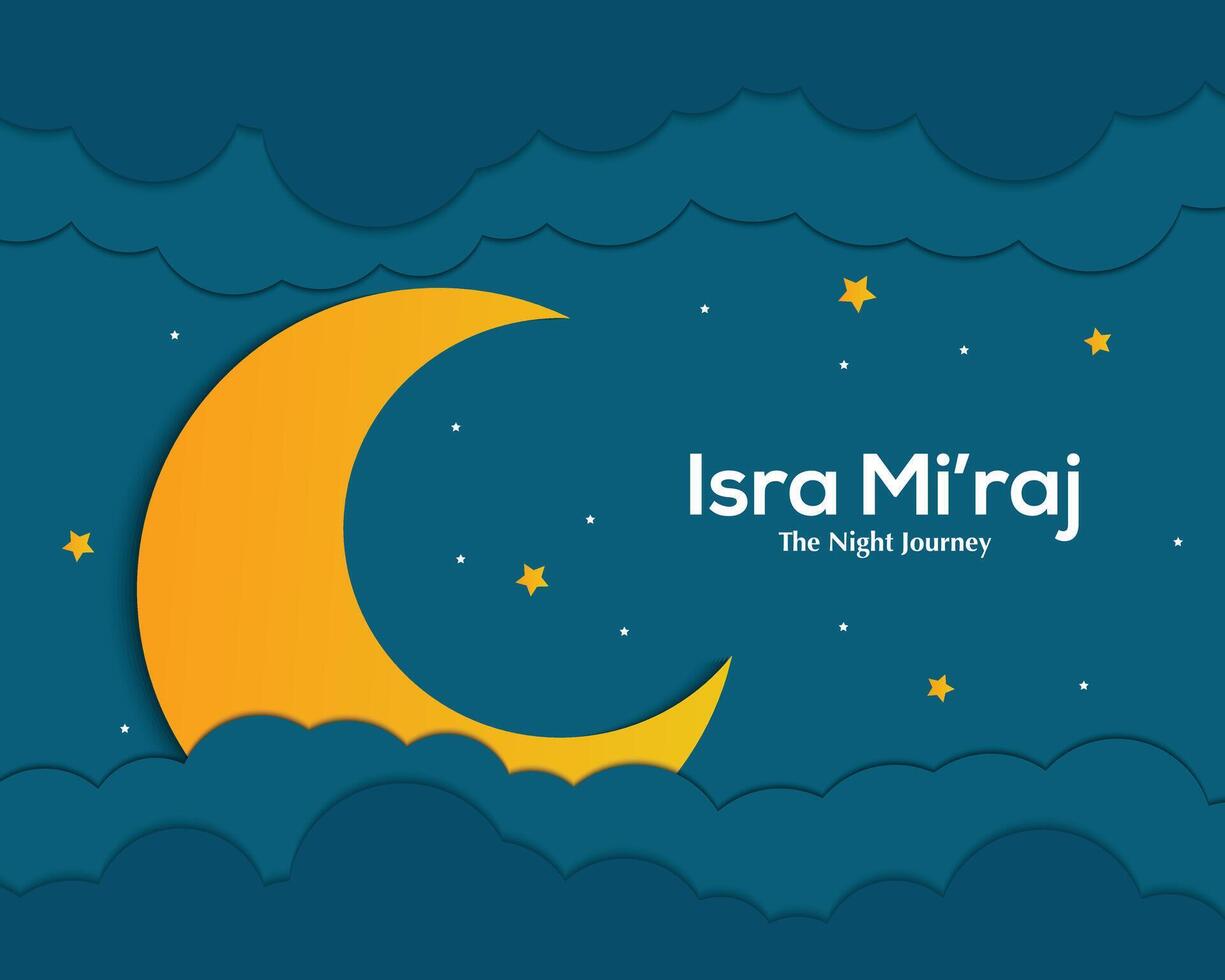 Isra Mi'raj Illustration Poster Template In Dark Color vector