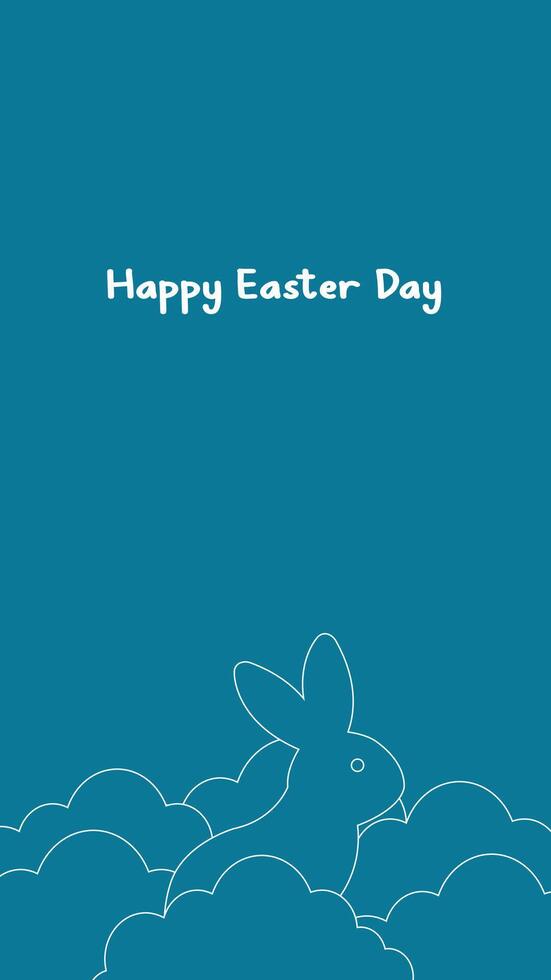 Happy Easter Day With Bunny Line Art Style Vertical vector