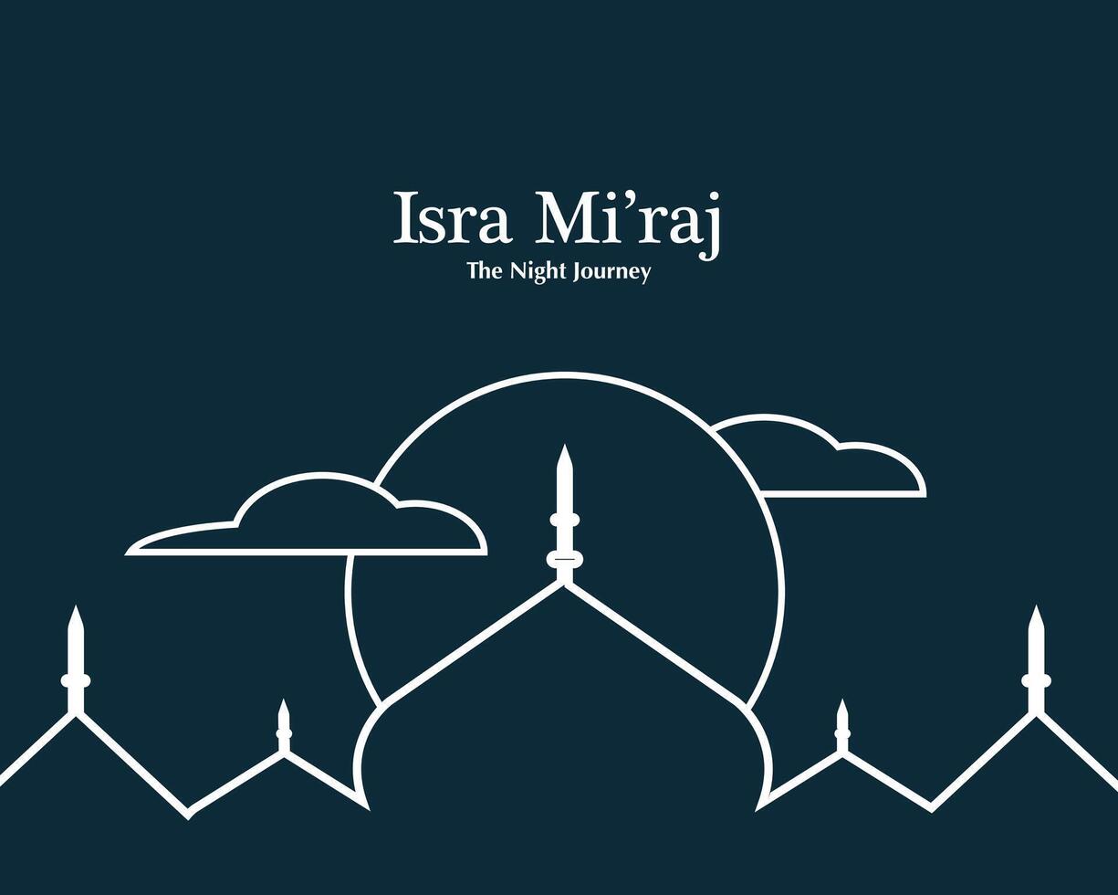 Isra Mi'raj Poster Line Art Style vector