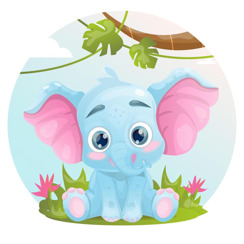 Cute baby elephant vector