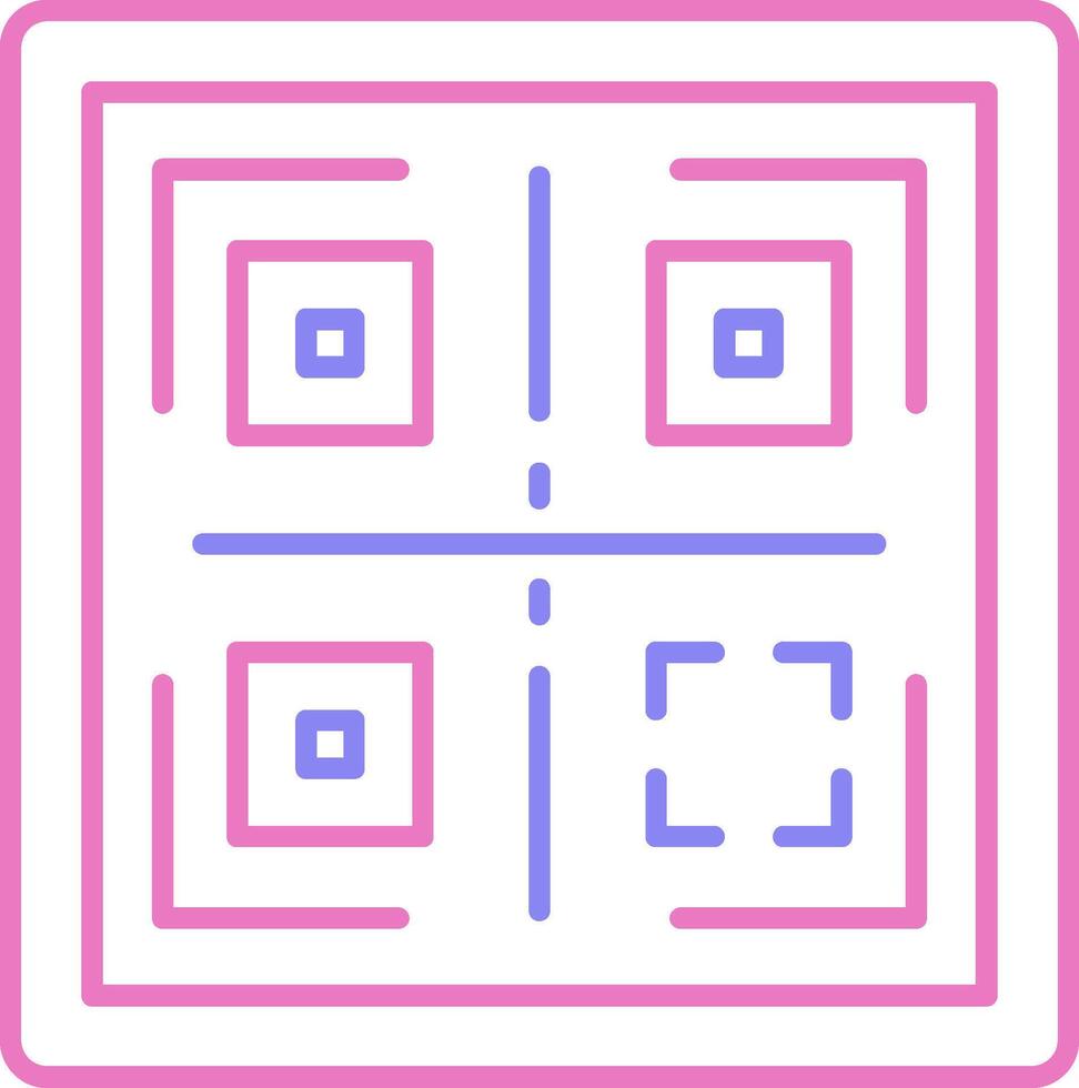 qr lineal dos color icono vector