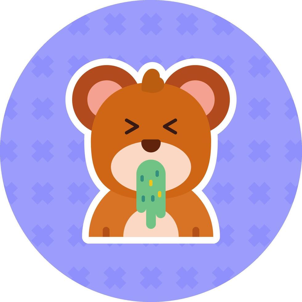 Vomit Flat Sticker Icon vector