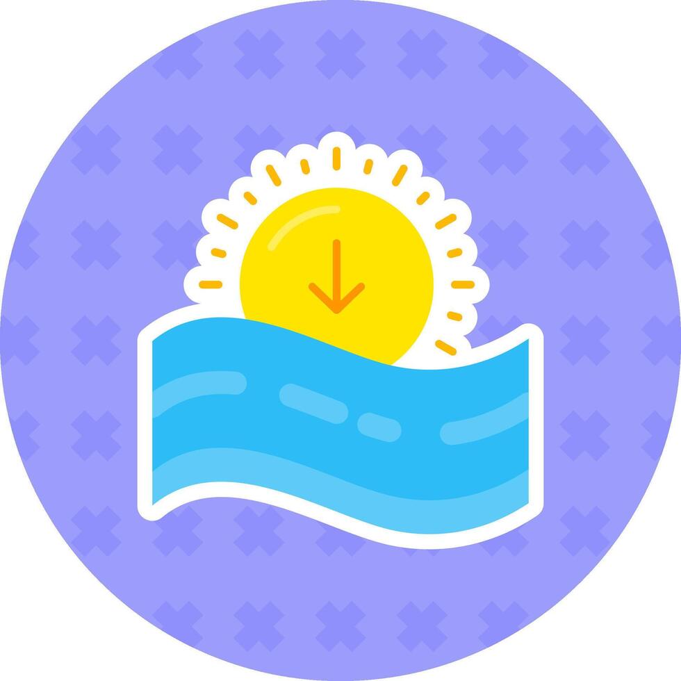 Sunset Flat Sticker Icon vector