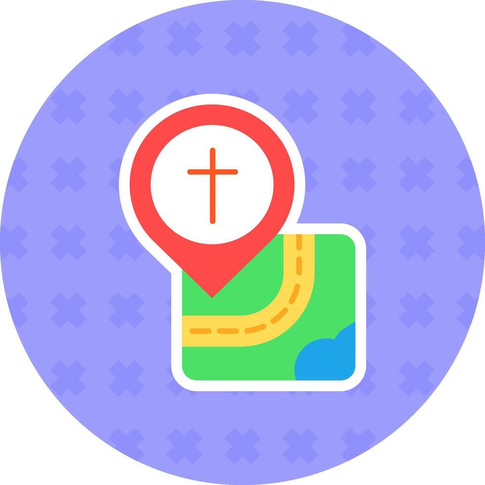 Church Flat Sticker Icon vector