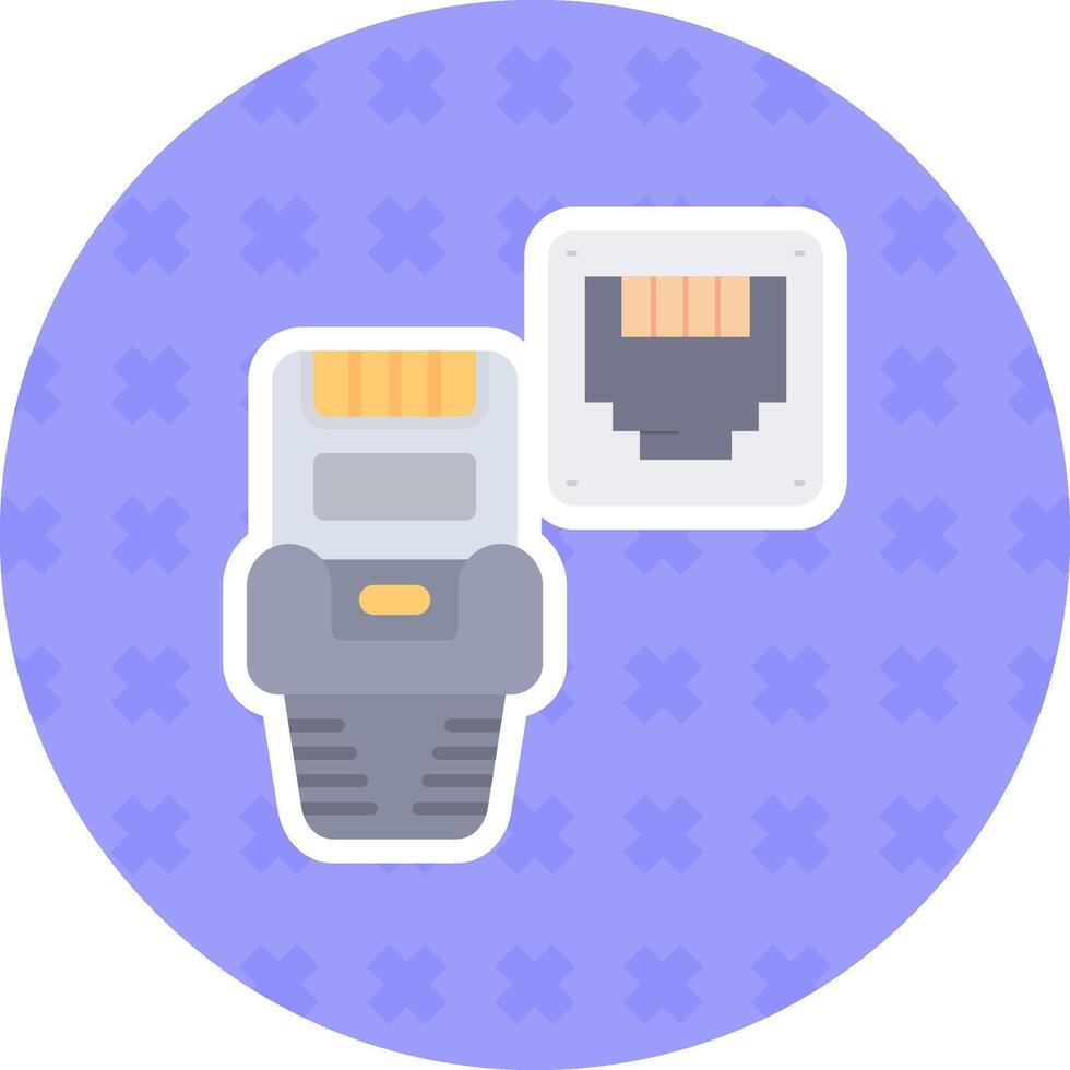 Ethernet Flat Sticker Icon vector
