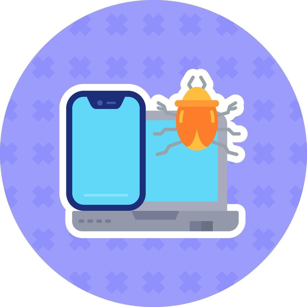Bug Flat Sticker Icon vector