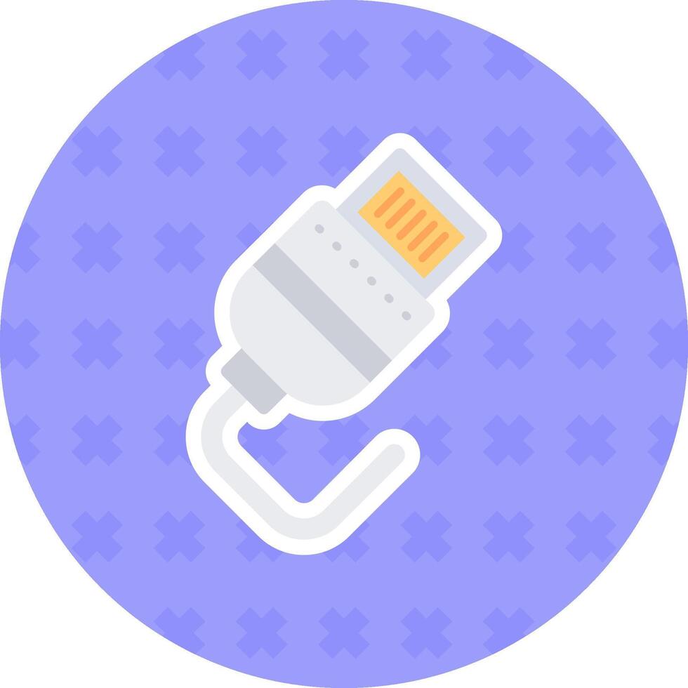 Lightning cable Flat Sticker Icon vector