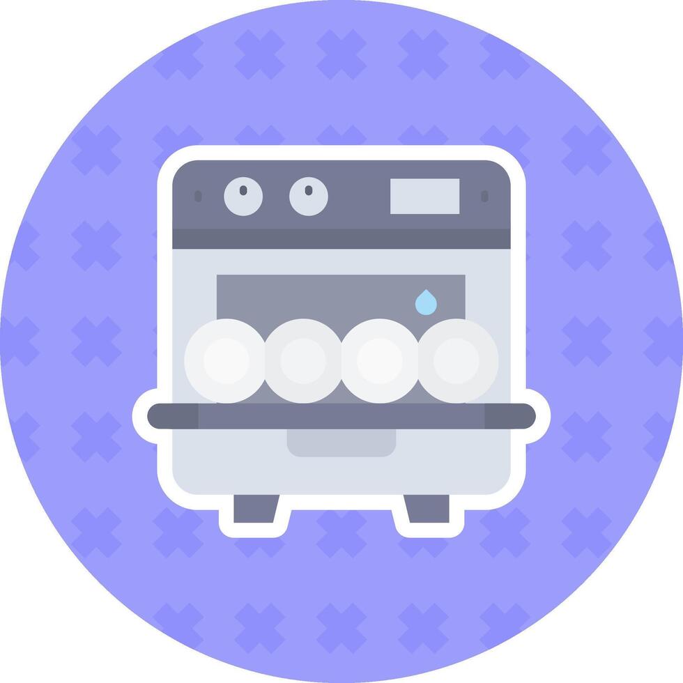 Dishwasher Flat Sticker Icon vector