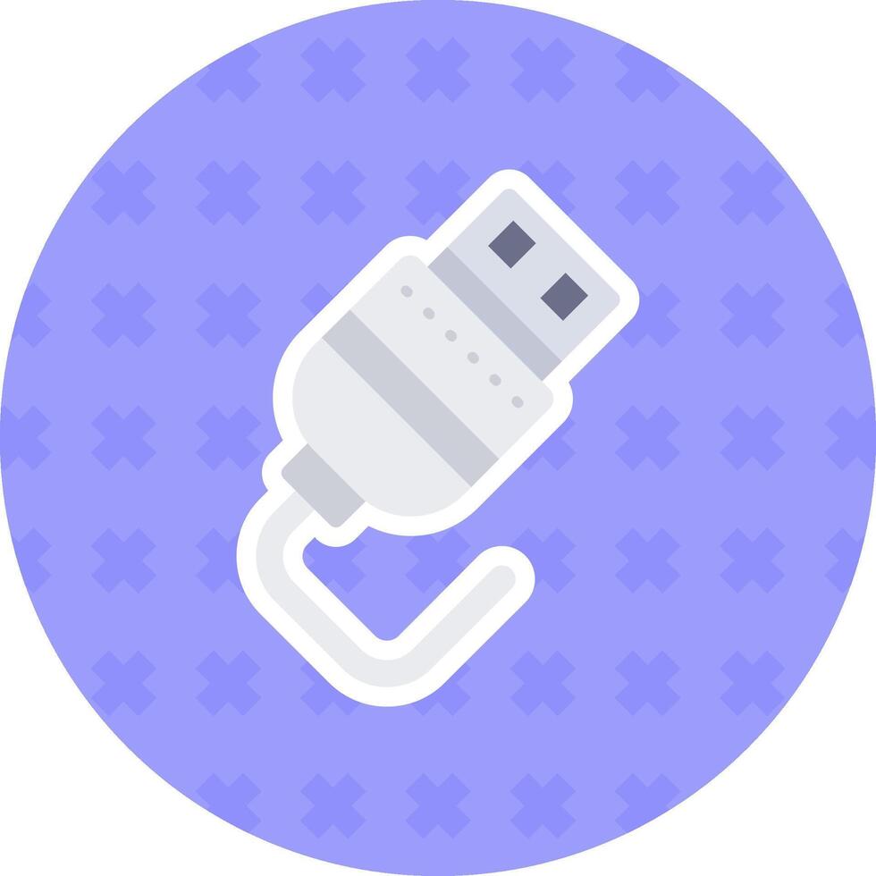 Usb Flat Sticker Icon vector