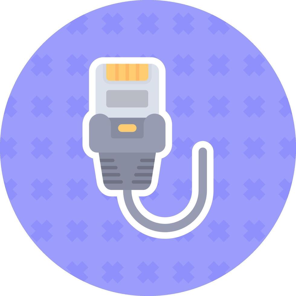 Ethernet Flat Sticker Icon vector