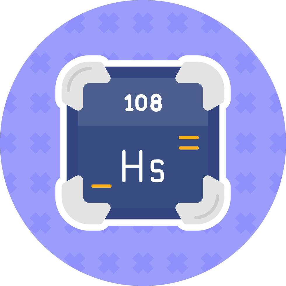 Hassium Flat Sticker Icon vector