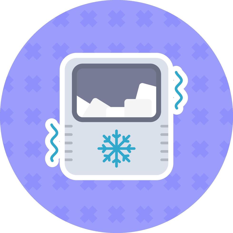 hielo fabricante plano pegatina icono vector