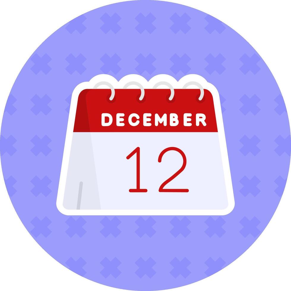 12mo de diciembre plano pegatina icono vector