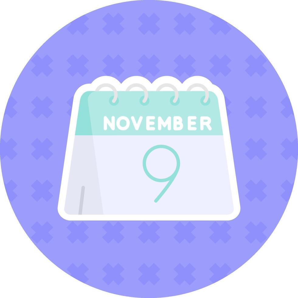 9th of November Flat Sticker Icon vector