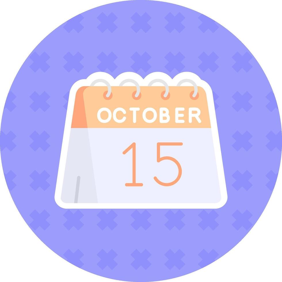 15 de octubre plano pegatina icono vector