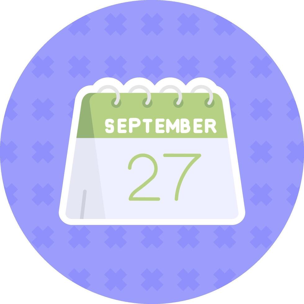 27 de septiembre plano pegatina icono vector