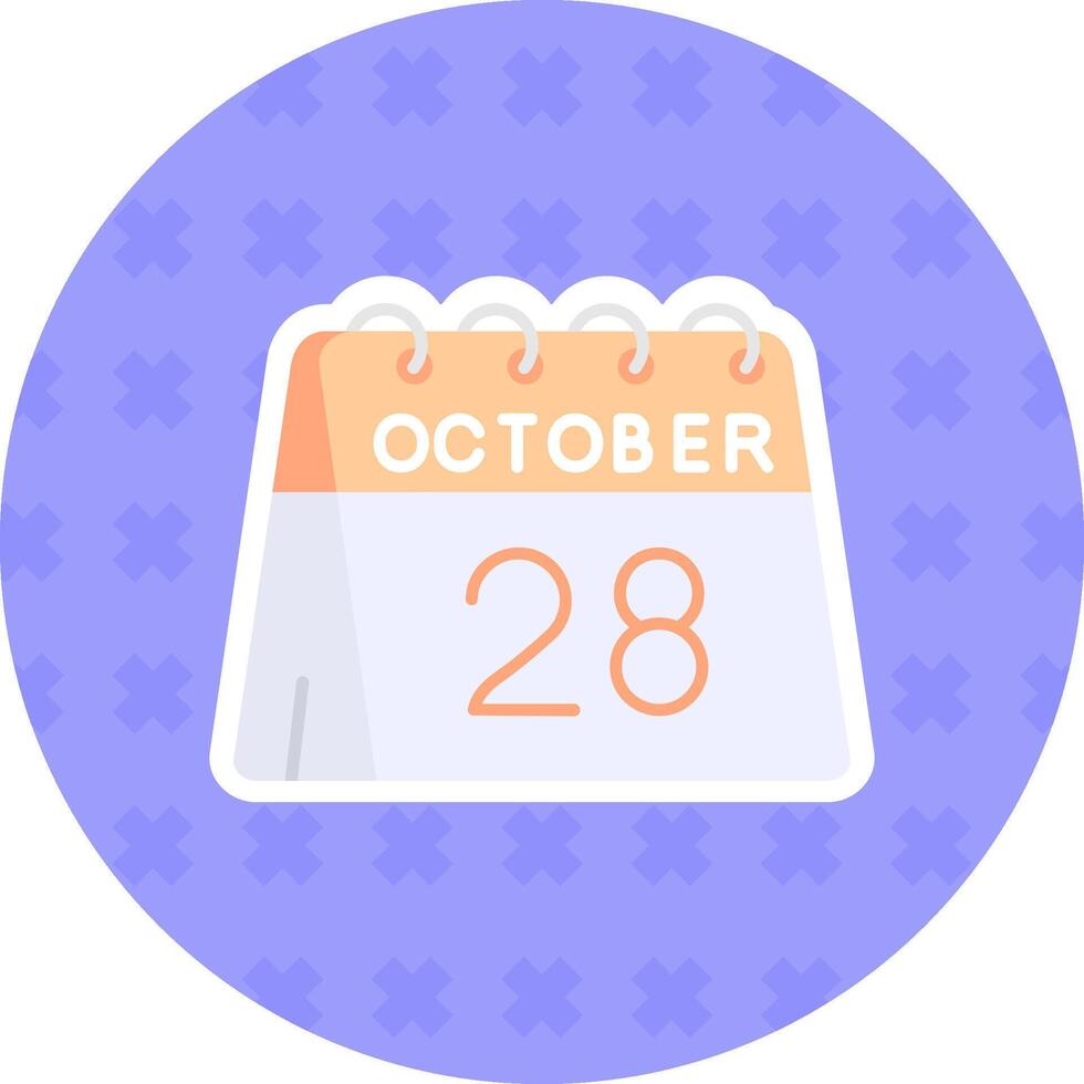 28th of October Flat Sticker Icon vector