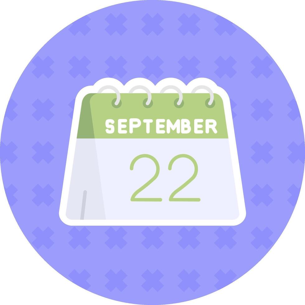 22nd of September Flat Sticker Icon vector