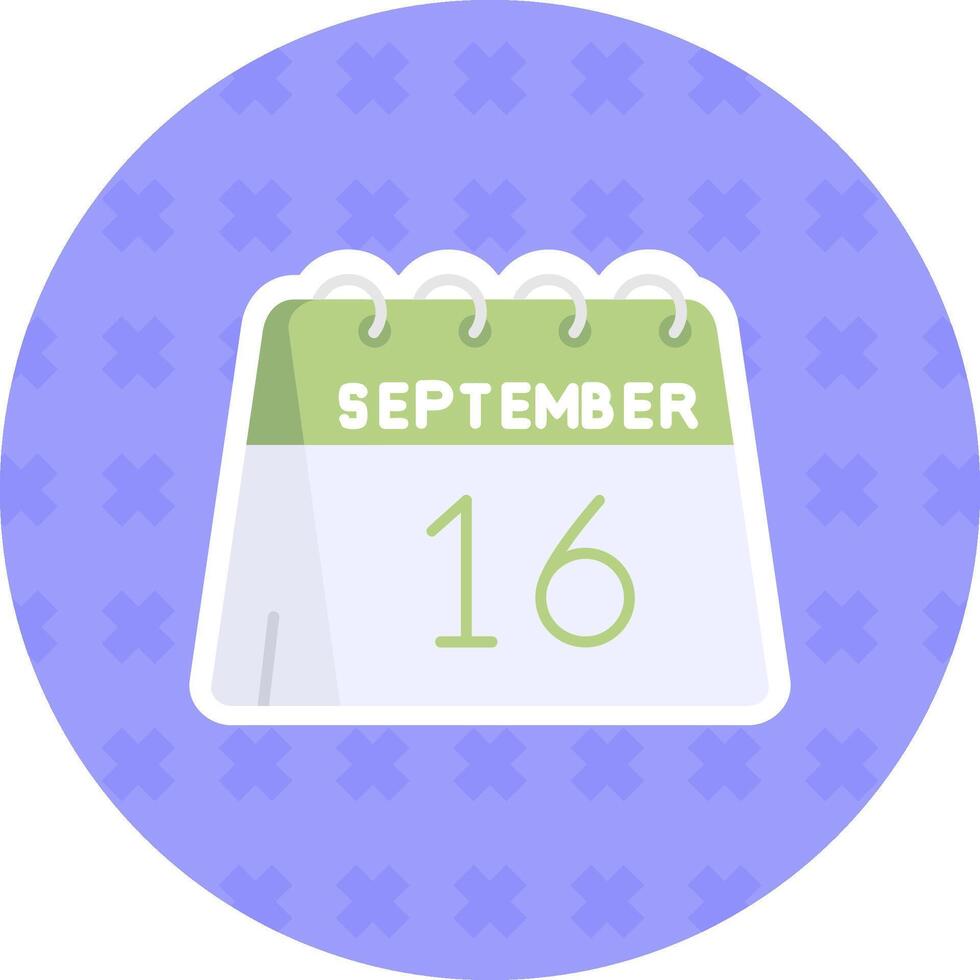 16th of September Flat Sticker Icon vector