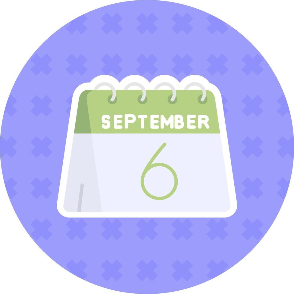 6to de septiembre plano pegatina icono vector