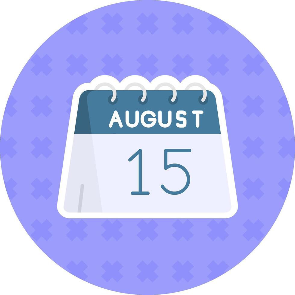 15th of August Flat Sticker Icon vector