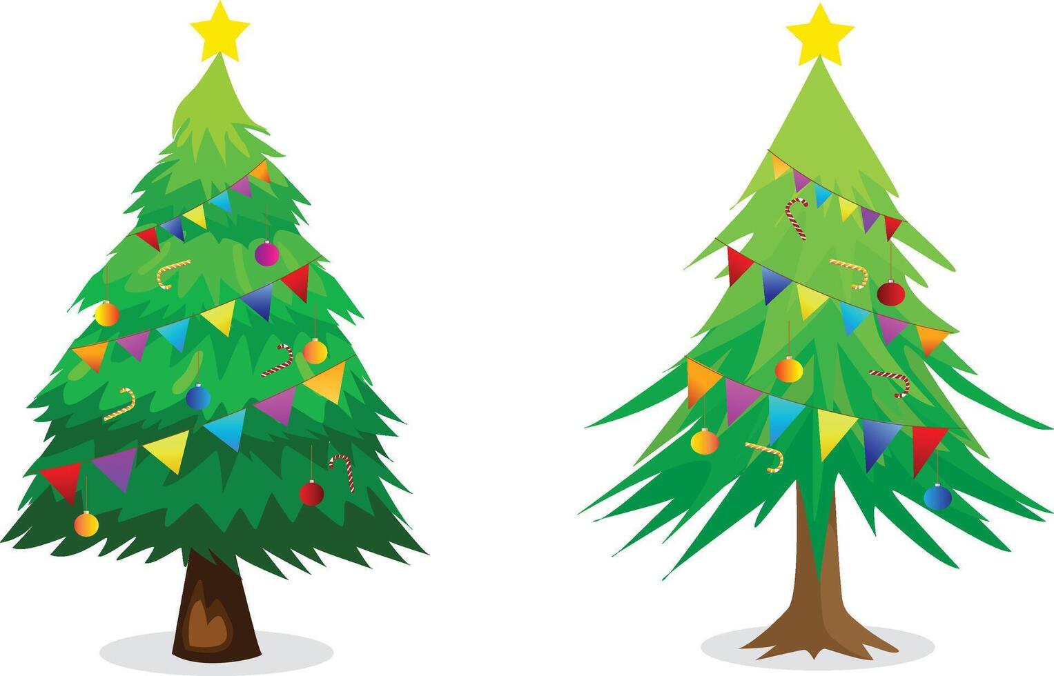 Navidad árbol con verderón banderas y estrella vector