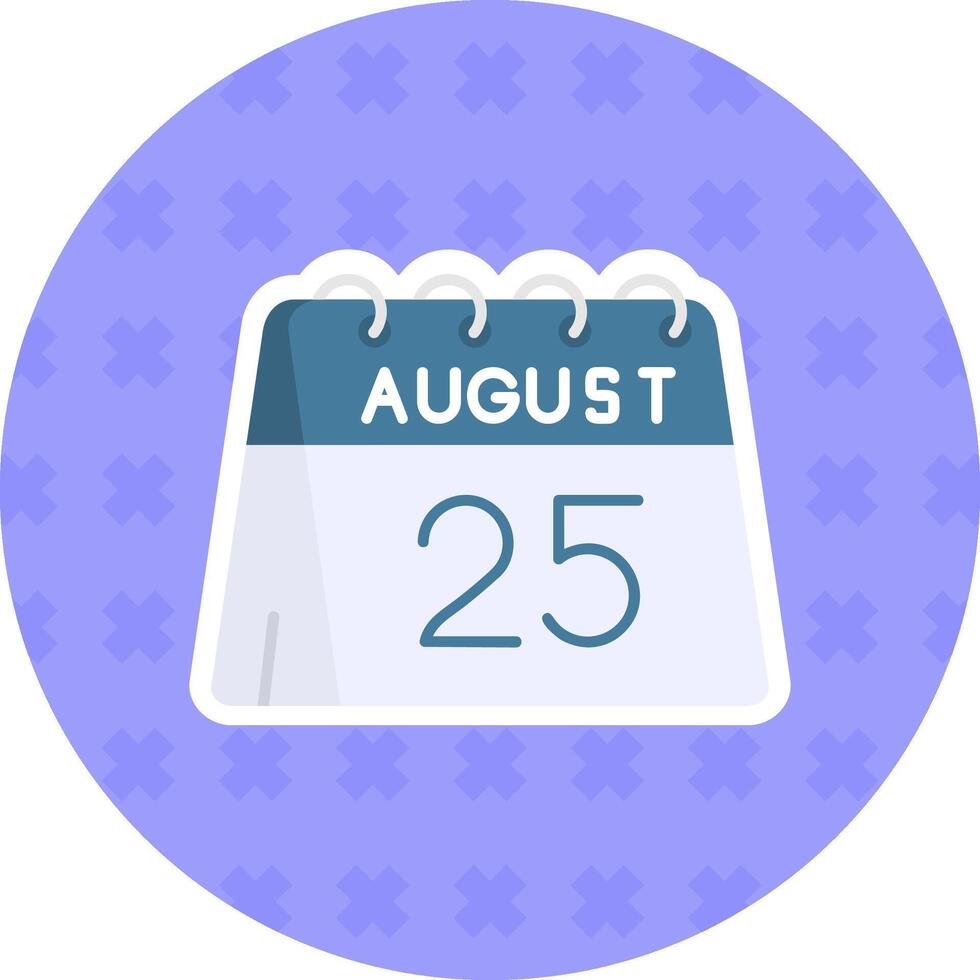 25th of August Flat Sticker Icon vector