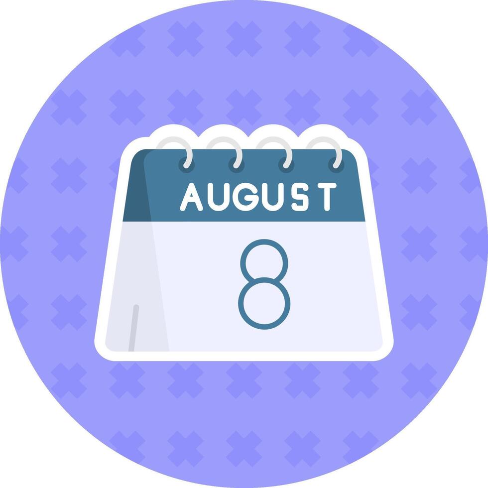 8th of August Flat Sticker Icon vector