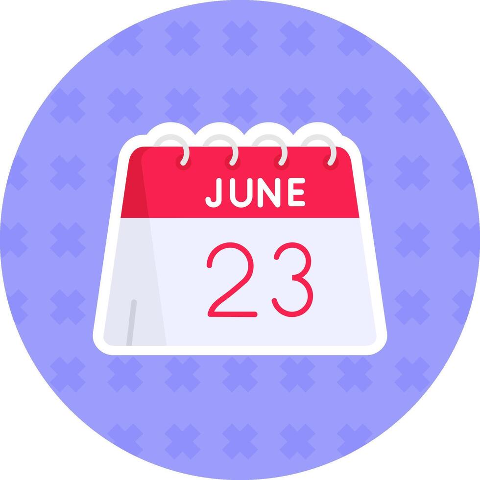 23rd of June Flat Sticker Icon vector