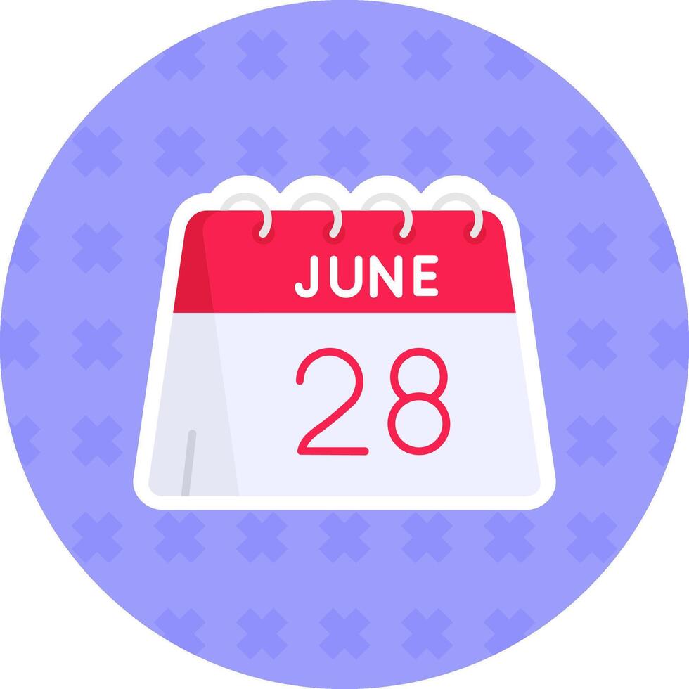 28th of June Flat Sticker Icon vector