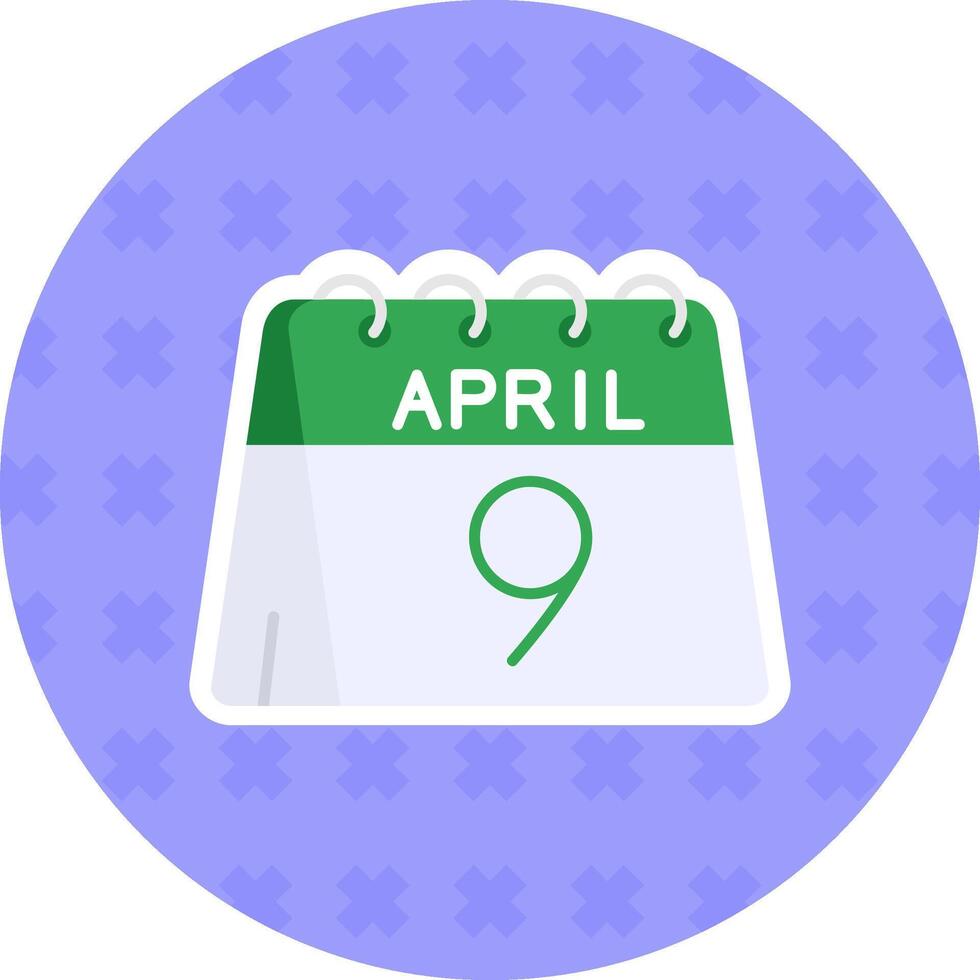 9th of April Flat Sticker Icon vector