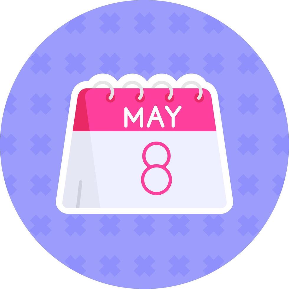8th of May Flat Sticker Icon vector
