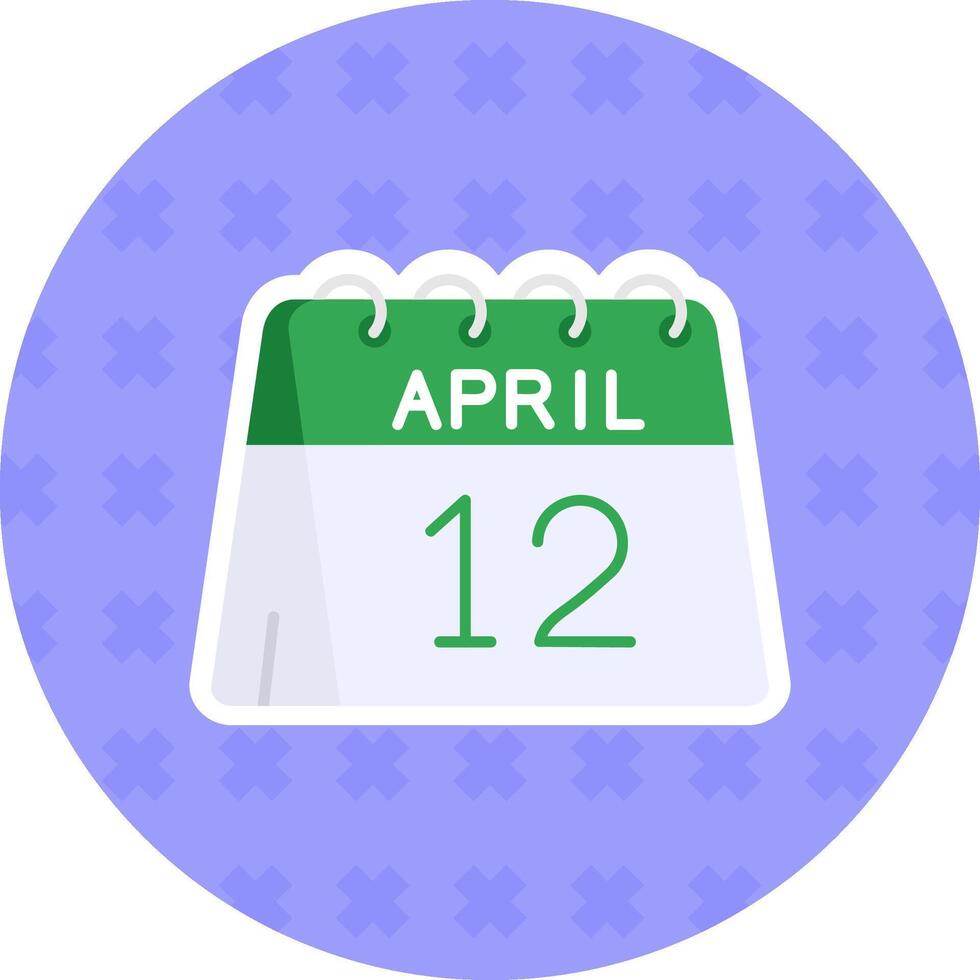 12mo de abril plano pegatina icono vector