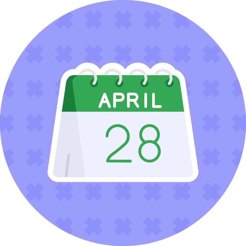 28 de abril plano pegatina icono vector