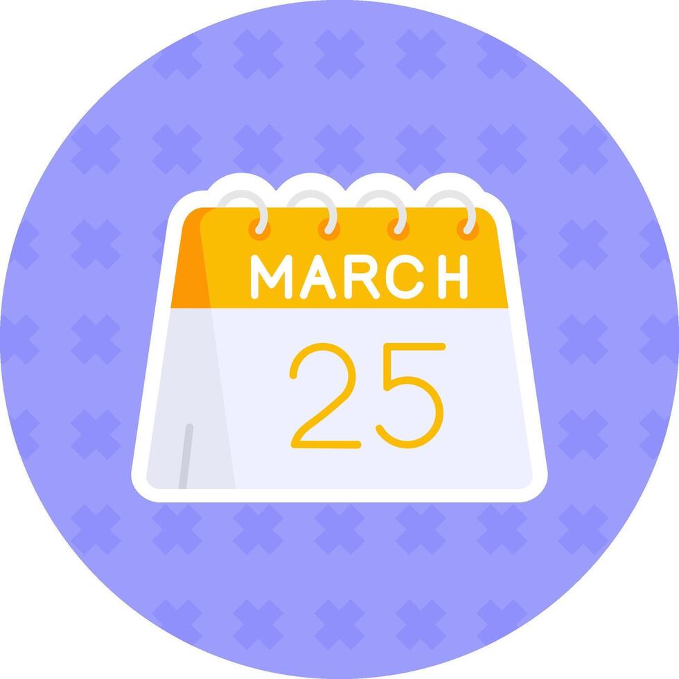 25th of March Flat Sticker Icon vector