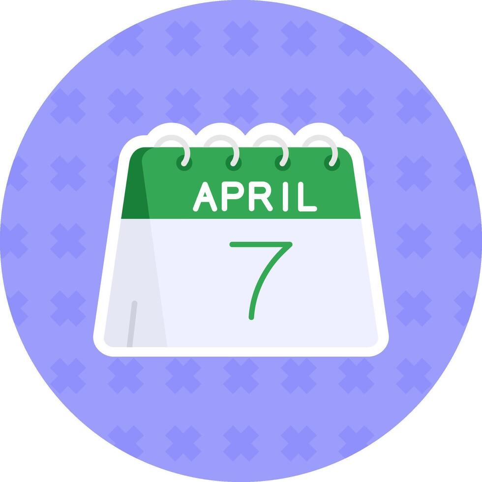 7mo de abril plano pegatina icono vector