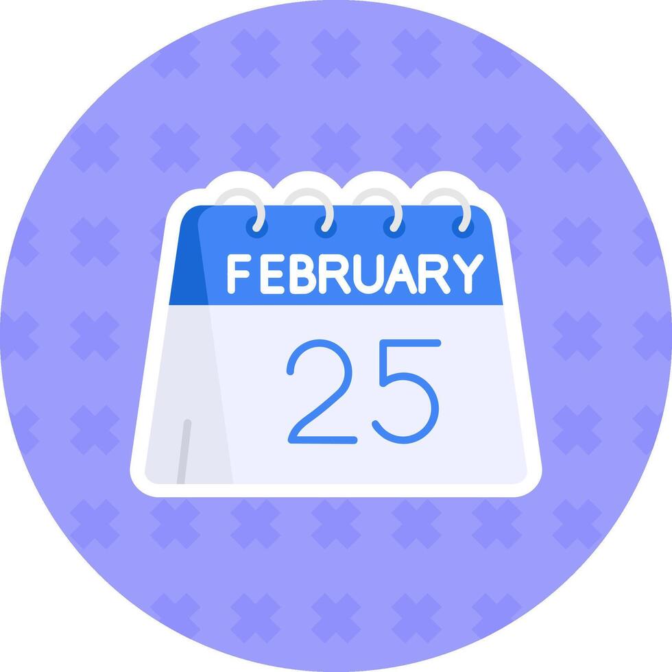 25th of February Flat Sticker Icon vector