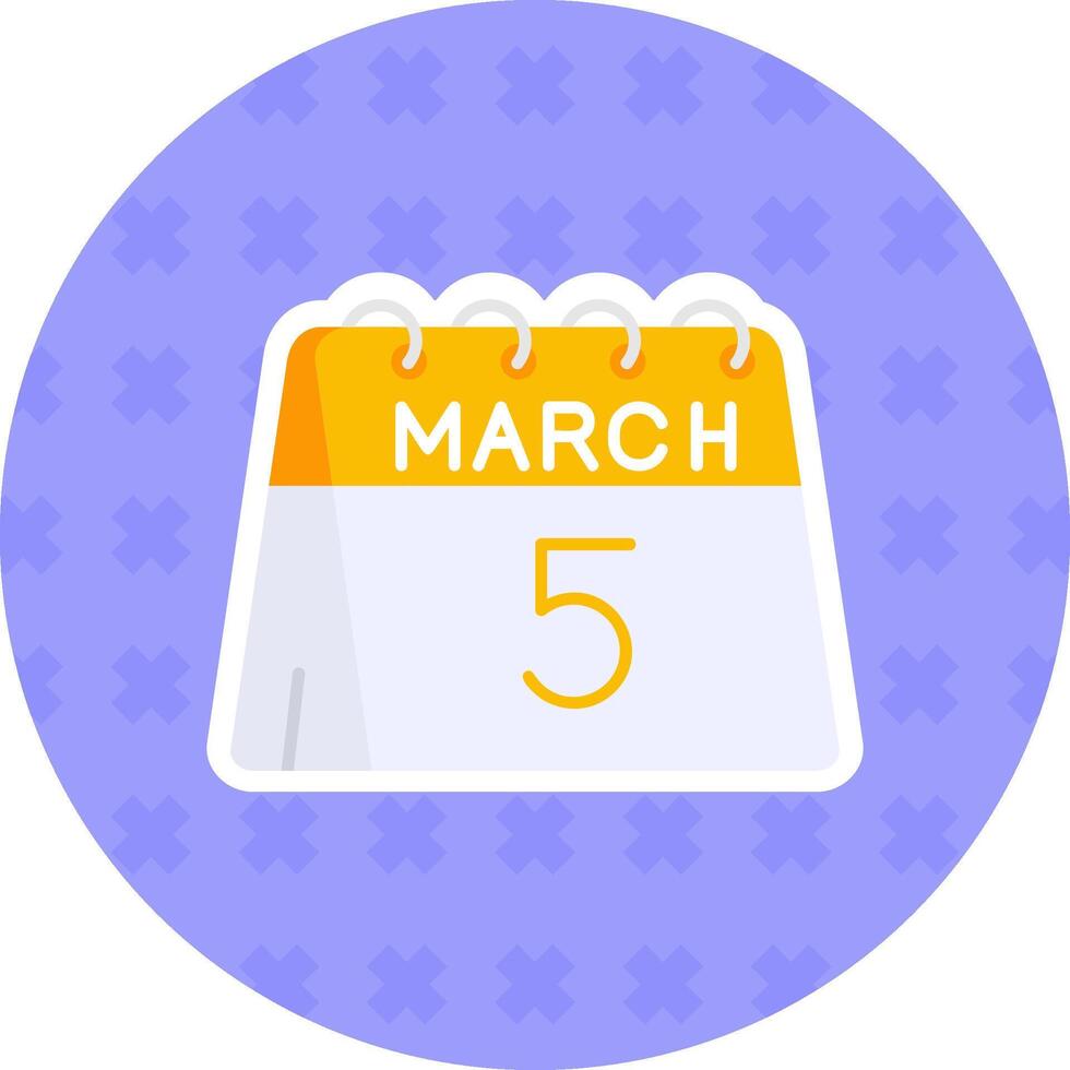 5th of March Flat Sticker Icon vector