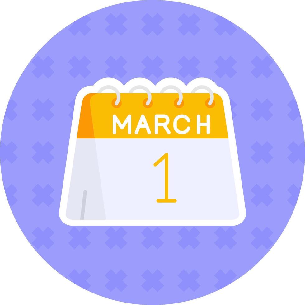 1st of March Flat Sticker Icon vector